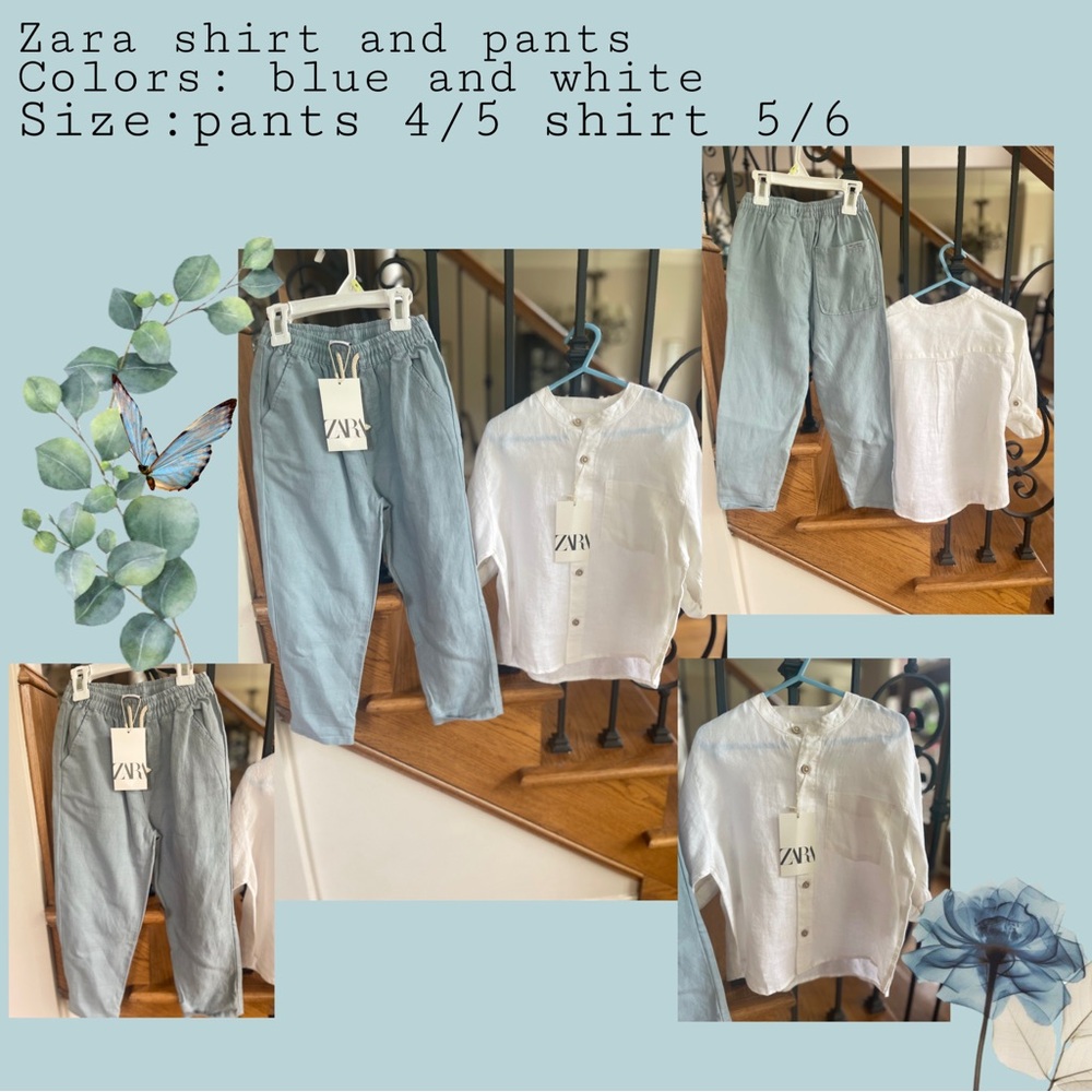 Zara White and Blue Outfit Set